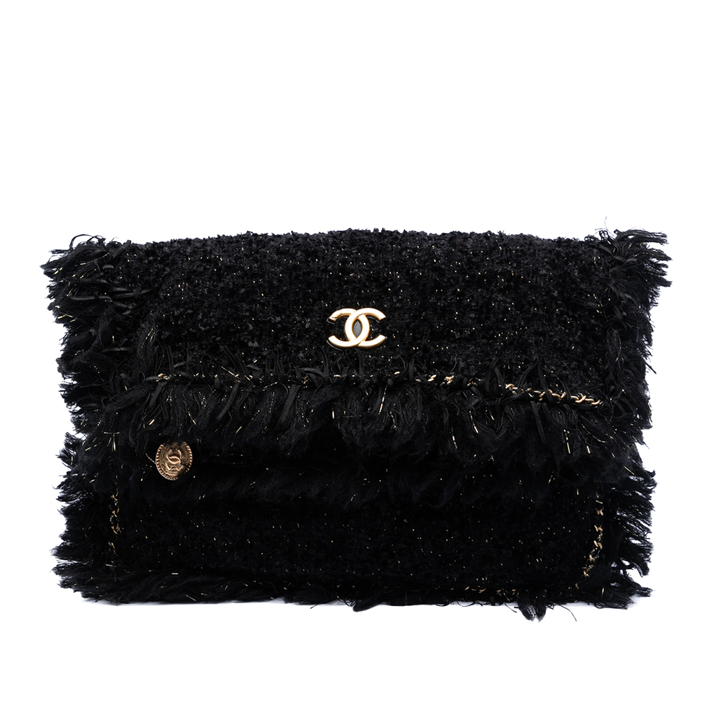 Pre-Loved Chanel Paris Cosmopolite Tweed Fringe Clutch - Picture 1 of 7